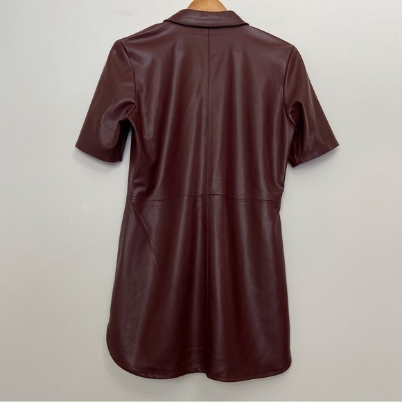 Soaked Faux Leather Brown Mini Dress | Contemporary Western Short Sleeve Small - Picture 4 of 14